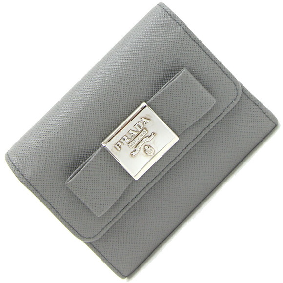 Prada Ribbon Wallet Leather Gray Tri - Picture 1 of 6